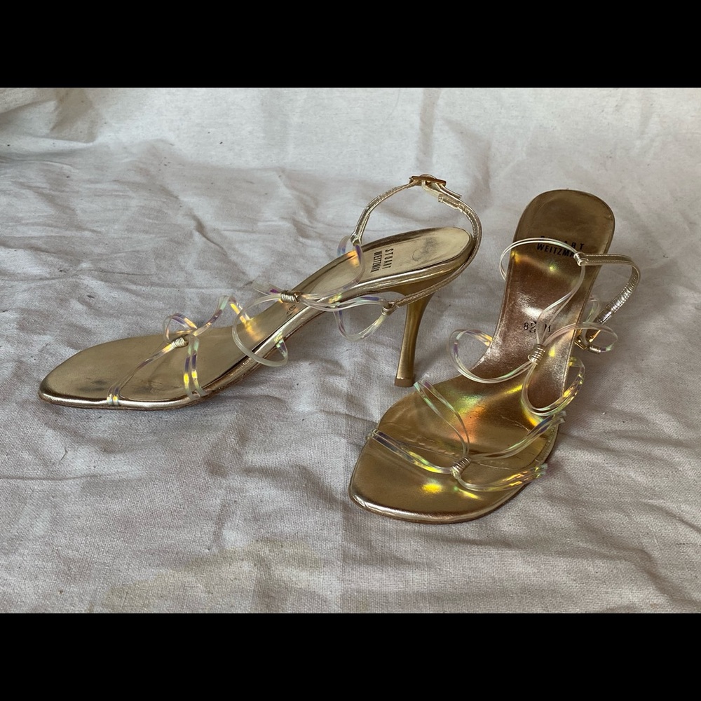 Unicorn Skin Stuart Weitzman gold heels